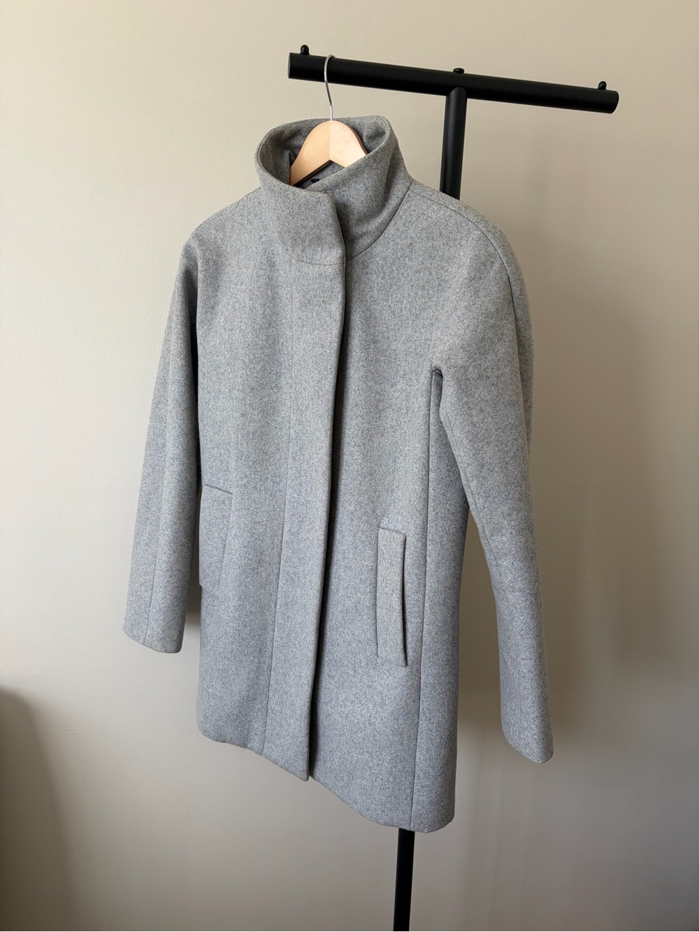 J. Crew Light Gray Wool-Blend Stand-Collar Pea Coat